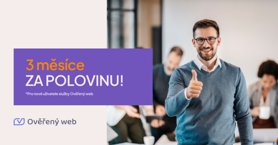 Bonus 50 % sleva na první 3 měsíce v nástroji Ověřený web
