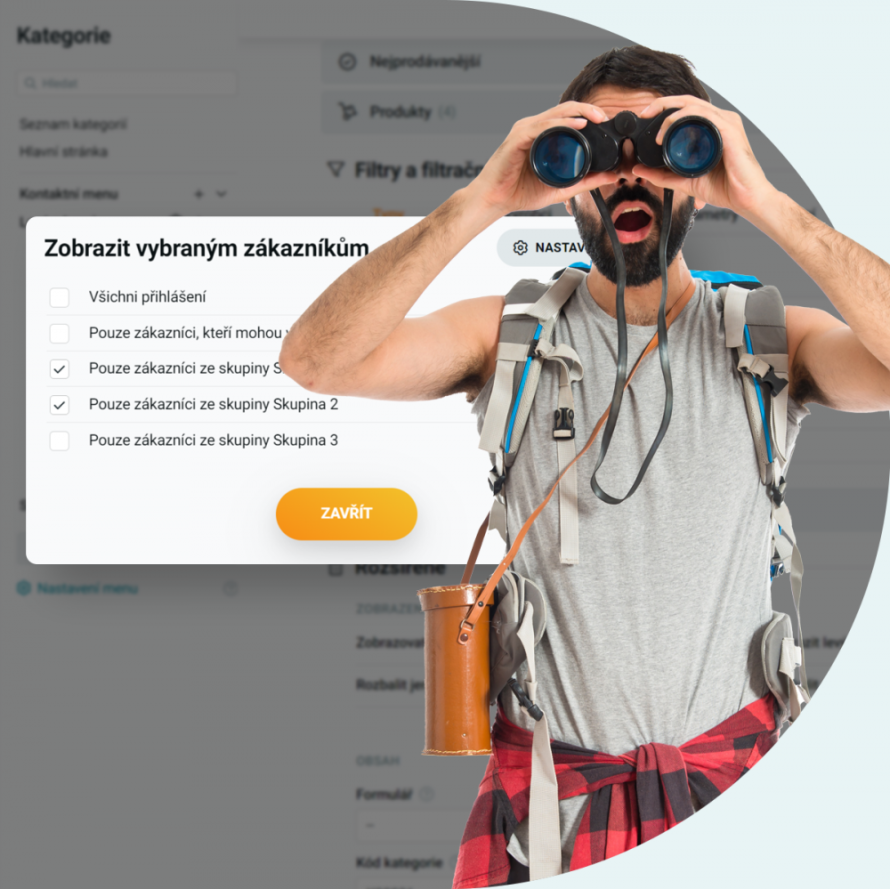 Funkcie: zobrazenie kategórie určitým zákazníkom