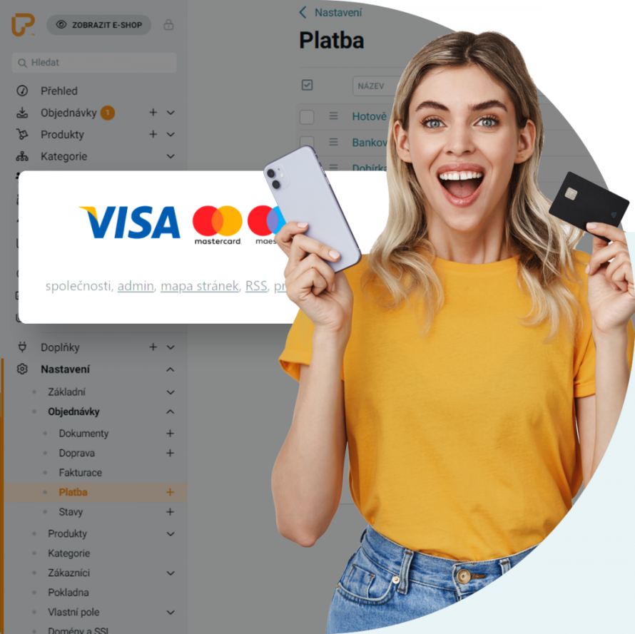 Funkce: zobrazení platebních metod