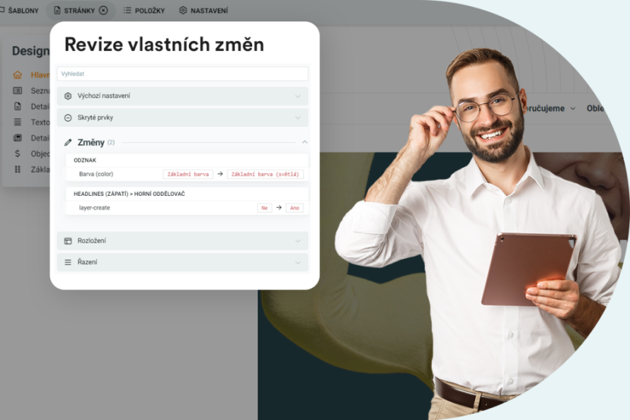 Nová funkce: revize změn v Designerovi
