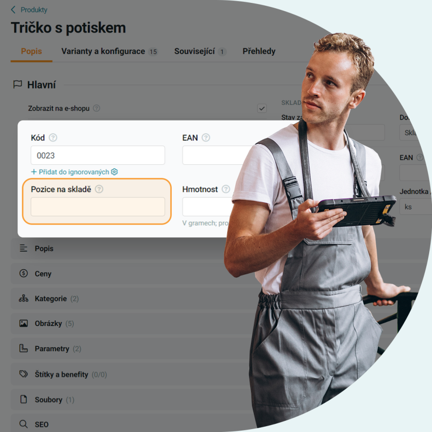 Funkce: pozice produktu na skladě